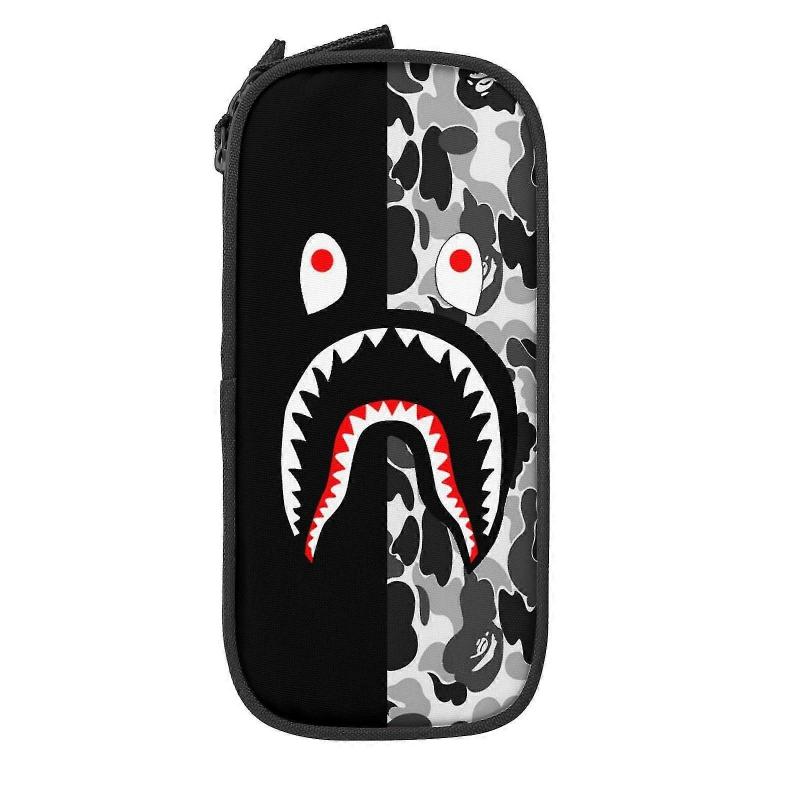 Bape Shark Camo Big Capacity Pencil Case, Large Storage Pencil Pouch Pen Case Bag with Zipper, Pencil Case for School College Student Office Supplies