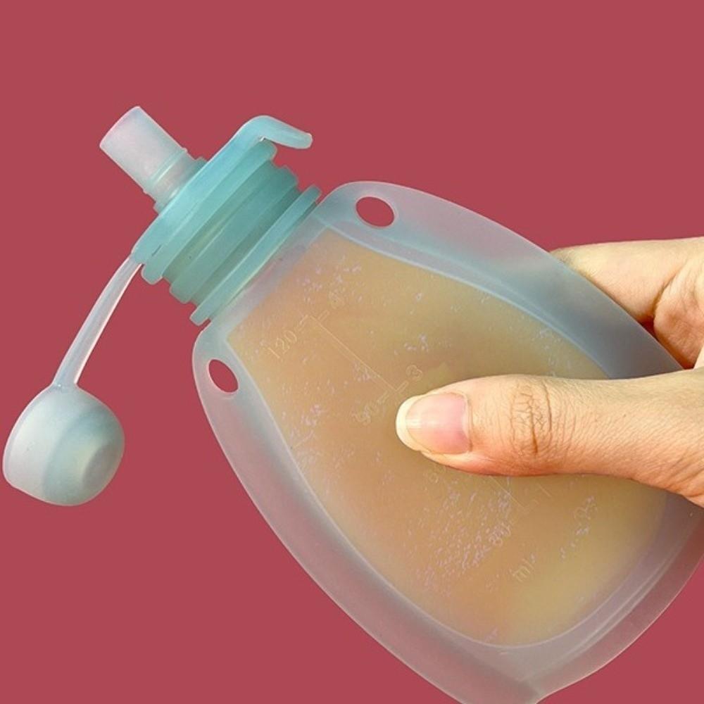 Food Grade Silicone Squeeze Feeder 120ml Large Capacity Leakproof Food Storage Bag Travel