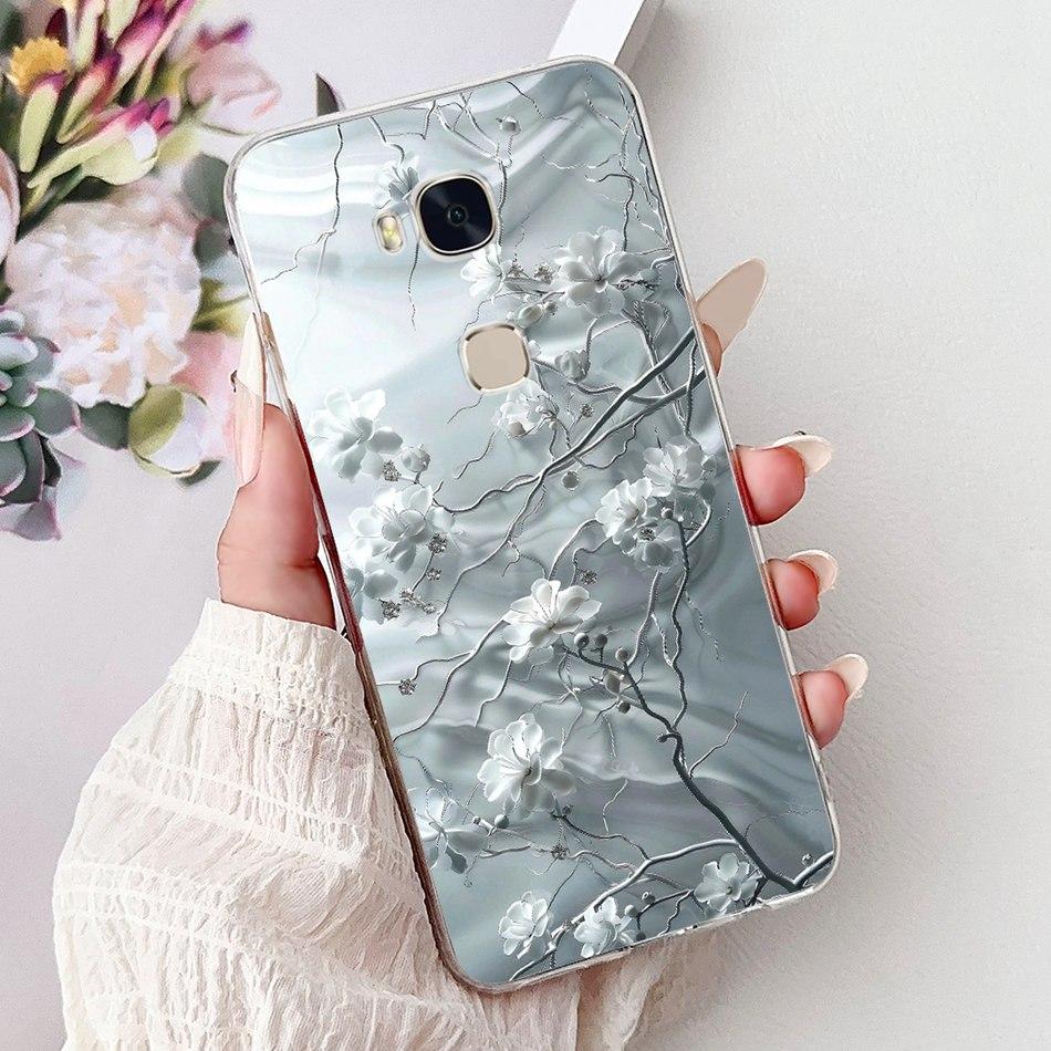 For Huawei Honor 5X GR5 2015 2016 KII-L21 L22 Elegant Floral Butterfly Phone Case For Honor5X KIW-L22 Soft Silicone TPU Cases