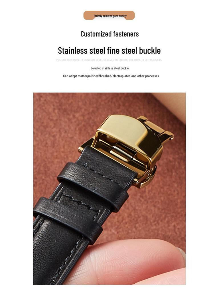 Совместимый ремешок для Apple iWatch - Кожа растительного дубления с бабочковой застежкой
