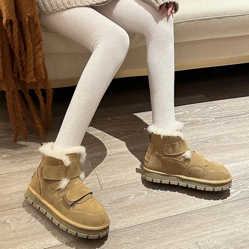Модные ботинки на платформе 2024 года, новые утепленные и теплые женские зимние ботинки, нескользящие плюшевые короткие ботинки на платформе Zapatos De Mujer