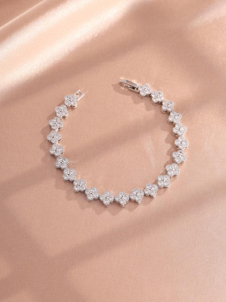 ZAKOL Korean Fashion Random Colorful Zircon Flower Plant Bracelets For Women Dopamine Girls Jewelry Party Accessories