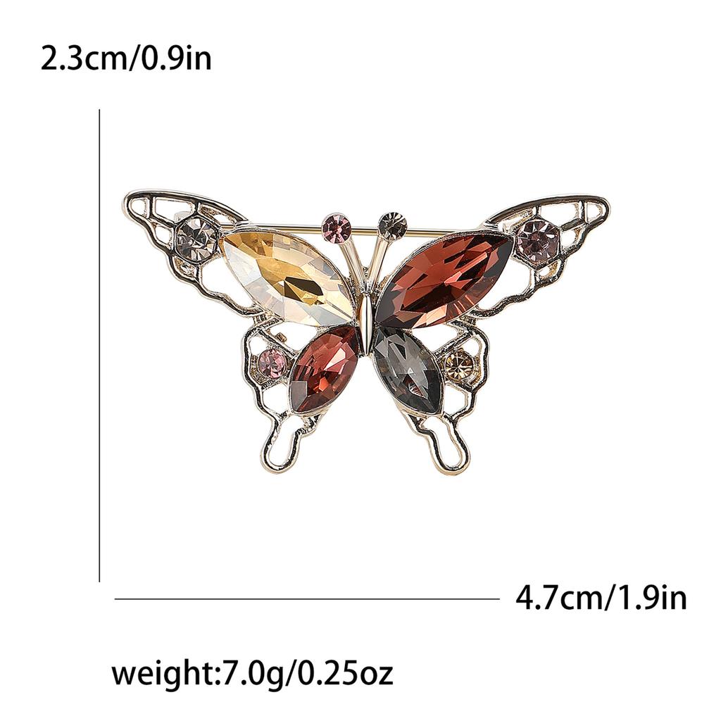 High-Grade Retro Alloy Rhinestone Hollow Butterfly Brooch Exquisite Temperament Women'S Clothing Corsage Jewelry Pin