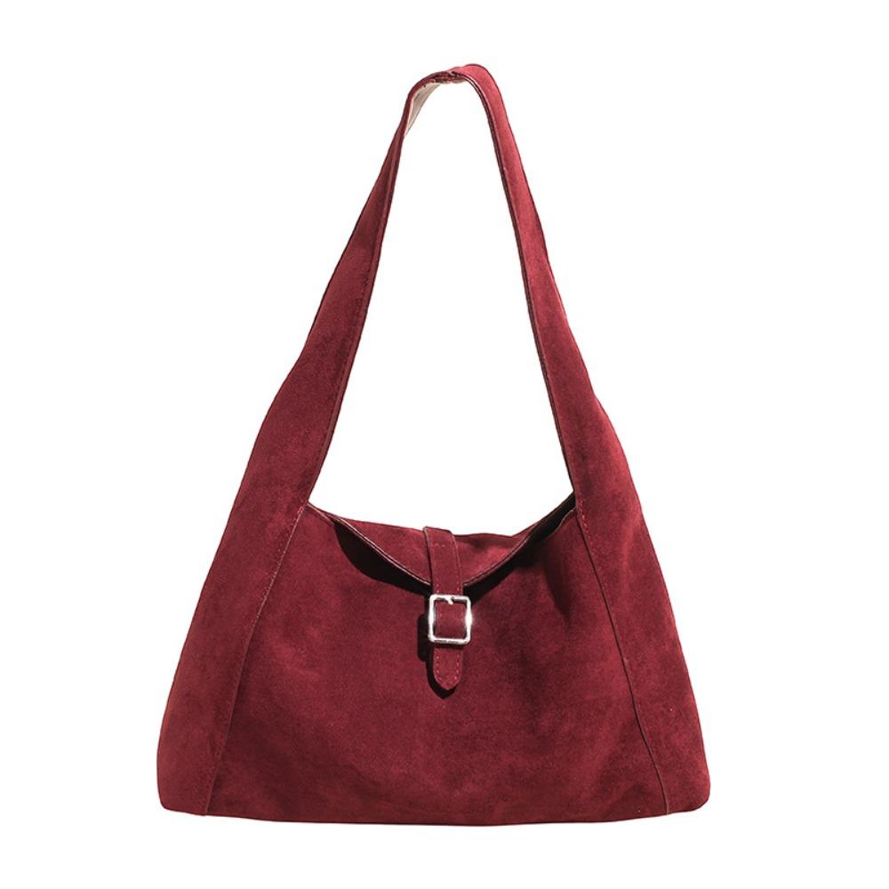 Solid Color Suede Tote Bag Korean Style Underarm Packs Casual Large Capacity Handbag  Girls