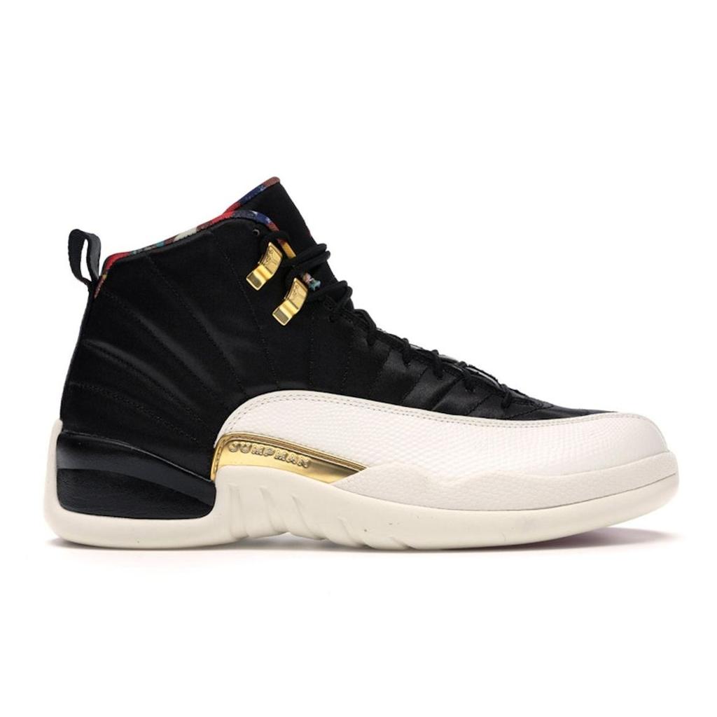 Air Jordan 12 Retro Chinese New Year 2019 Men Sneakers Black Sail-Metallic-Gold-True-Red CI2977-006