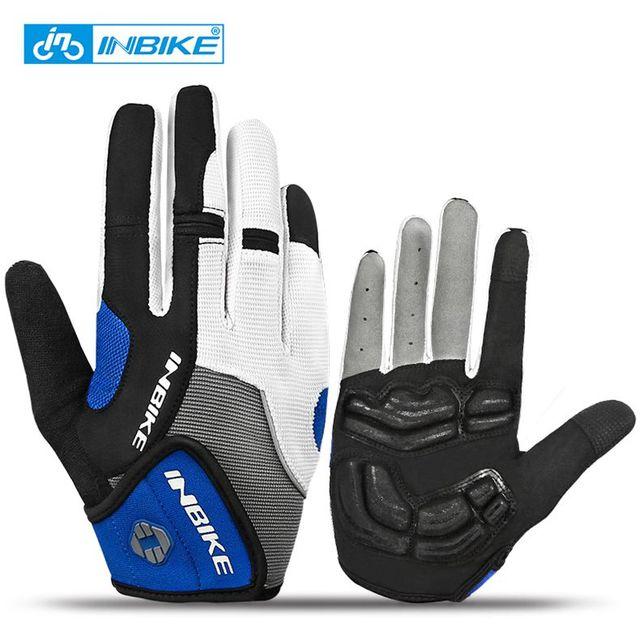 INBIKE Cycling Gloves Touch Screen Bicycle Sports Gloves Shockproof MTB Full Finger Bike Road Glove for Biker Men with Palm Pad