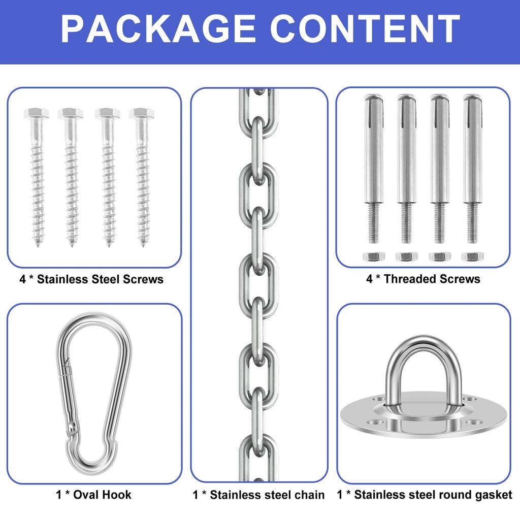 Комплект для подвешивания гамака, набор вешалок для качелей из нержавеющей стали, прочные настенные вешалки для стульев, прочный набор крючков для подвешивания сумки для йоги