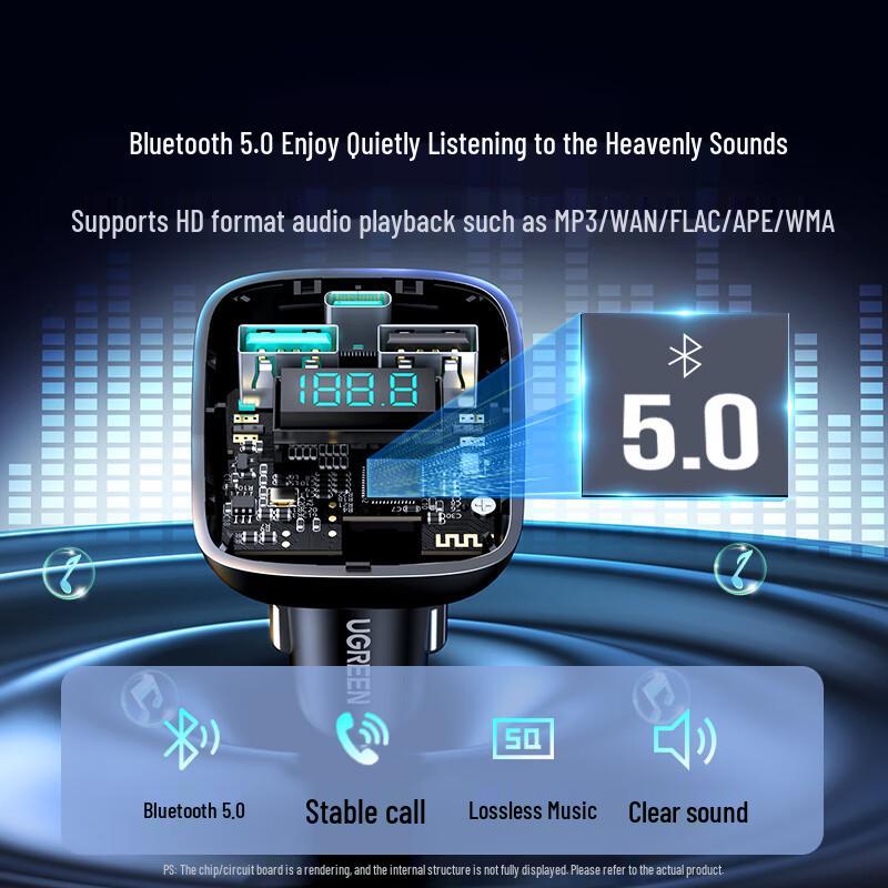 Ugreen Автомобильный Bluetooth-приемник и многопортовое быстрое зарядное устройство