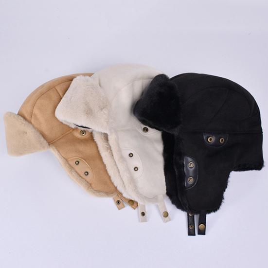 Unisex Winter Hat Thickened Fleece Lined Full Protection Windoroof Button Fasten Heat Retention Outdoor Skiing Skating Snowboarding Lei Feng Hat