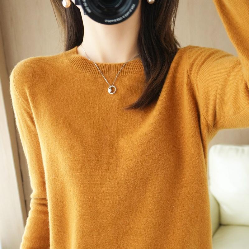 Женский свитер с круглым вырезом, осень-зима, базовый пуловер, теплые повседневные джемперы, корейская модная весенняя трикотажная рубашка, нижняя рубашка