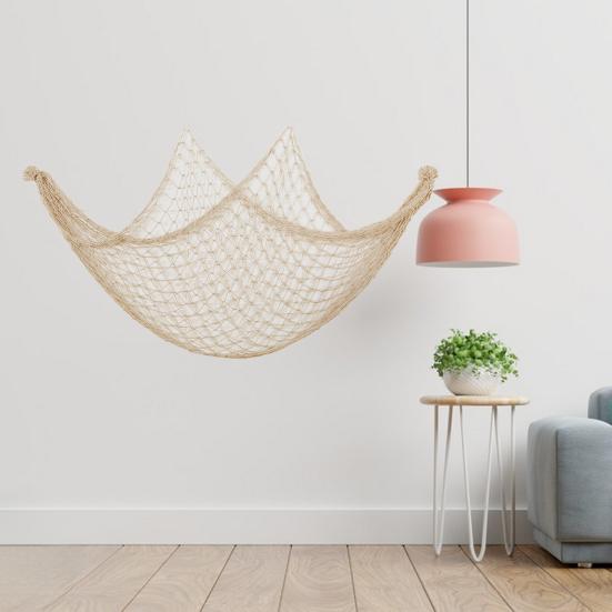 2Pcs Decorative Fishing Nets Hanging Ornaments Extra-Large DIY Ocean-inspired Craft Wall Art Hanging Fishnet Decor