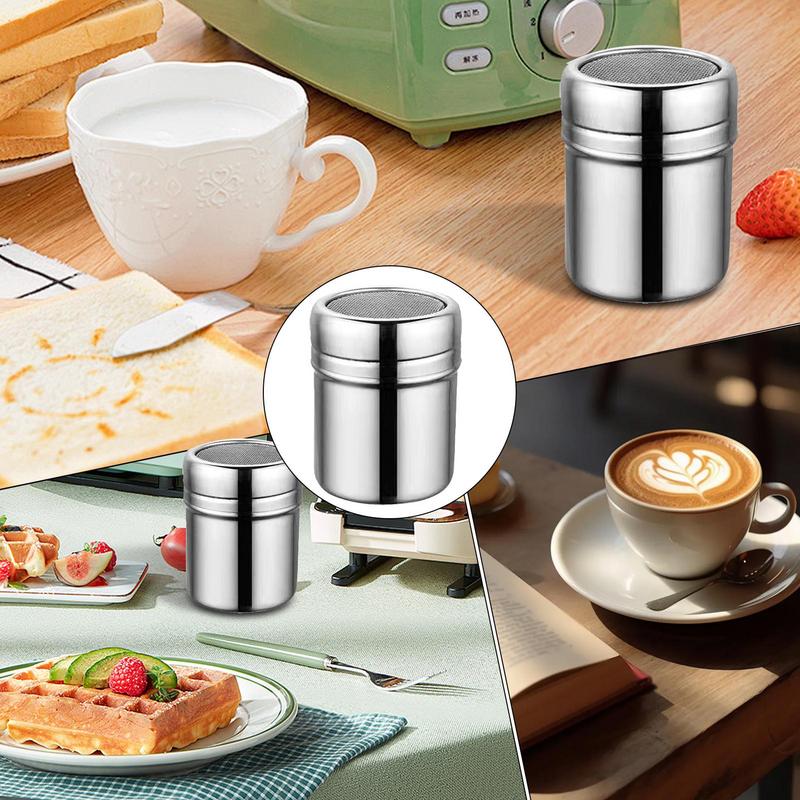 Порошковый шейкер-сито из нержавеющей стали, сито для муки, банки-шейкеры для сахара, соли, специй и какао