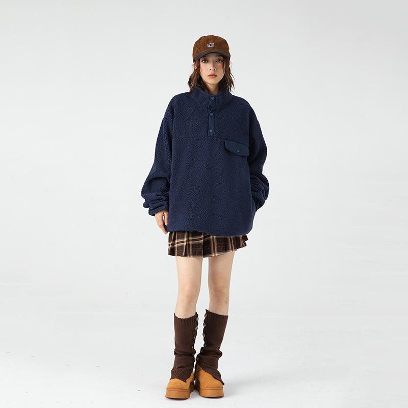 Мужская новая зимняя стильная японская уличная повседневная пара из вулканического бархата, модный брендовый свободный утолщенный теплый топ для мужчин