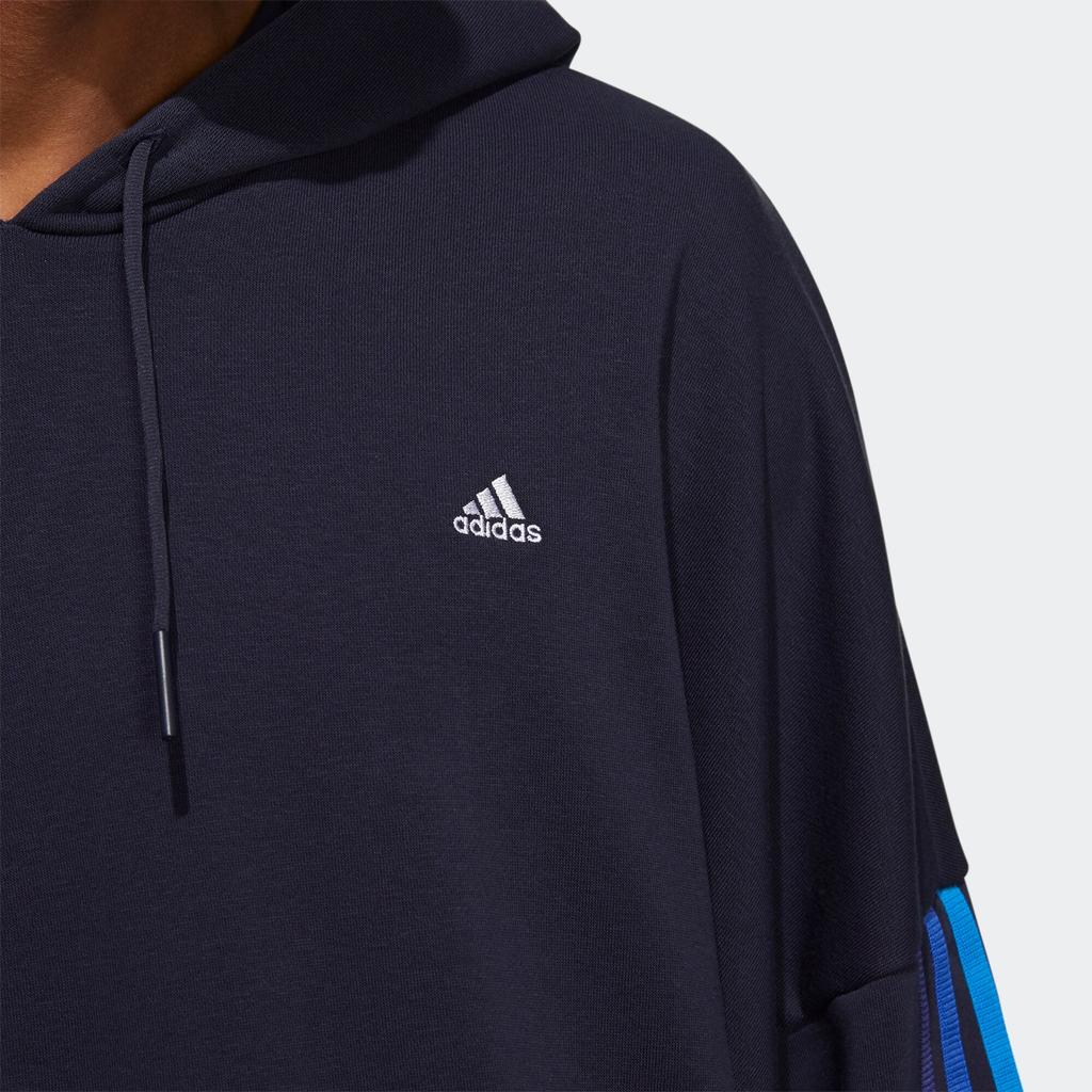 adidas Спортивная толстовка с капюшоном в контрастную полоску, мужская, чернильно-синяя, HC9965