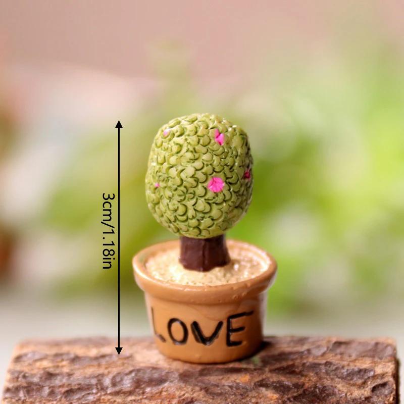 Имитация кактуса, маленькое растение в горшке, микропейзаж, настольные декоративные изделия из смолы, садовый орнамент, мультяшный кактус, мини-бонсай