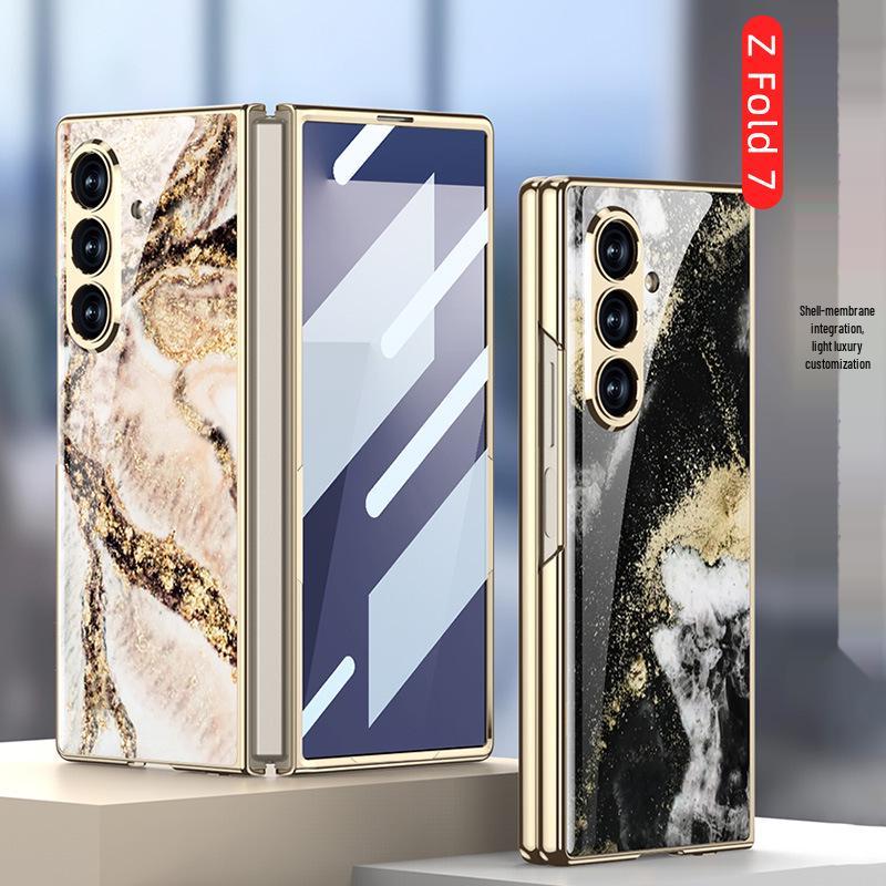 Складывающийся чехол Samsung Z Fold7 Мрамор: Стильная и модная стеклянная крышка для женщин