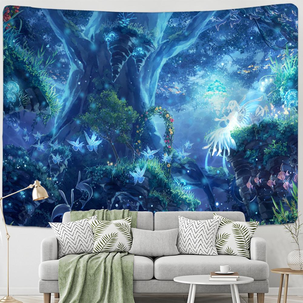 Психоделический гобелен для дома в джунглях, настенный гобелен, колдовство, богемный стиль, хиппи, тапиз, художественная эстетика, домашний декор для комнаты