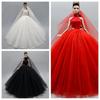High Neck Fashion Wedding Dress For 11.5inch Girl Doll Outfits Princess Evening Party Gown Long Dresses Doll Clothes & Veil 1/6