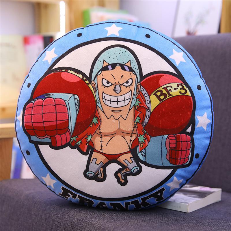 Новая круглая подушка One Piece Аниме Периферия Луффи Чоппер Двусторонняя печать Подушка для сна Подушка Декор для комнаты Дивана Подарок