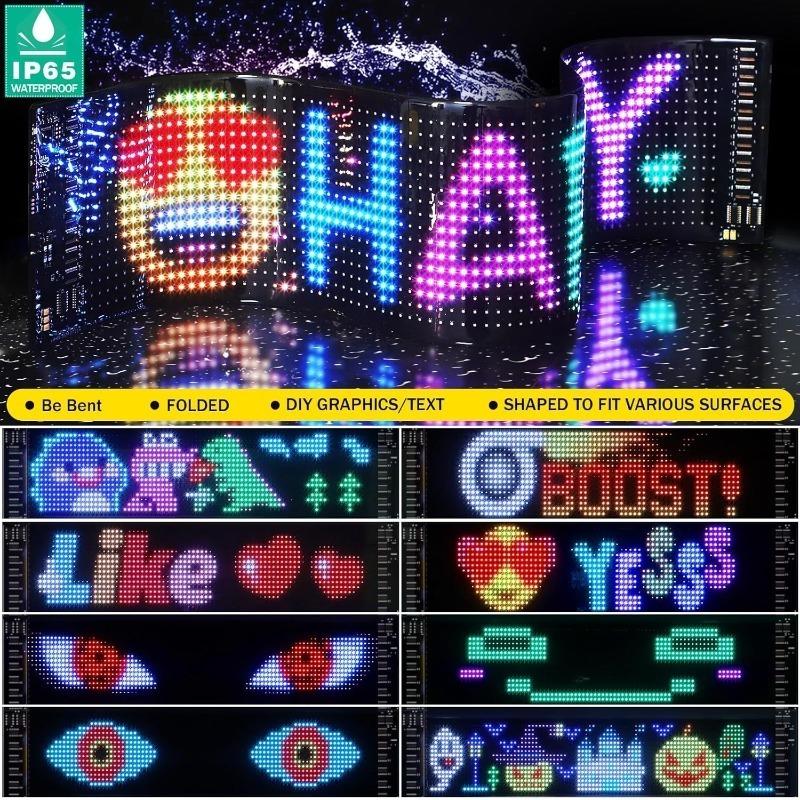Car LED Sign Bluetooth APP LED Matrix Pixel Panel Night Light DIY Programmable Flexible LED Display For Car Store Hotel Bar