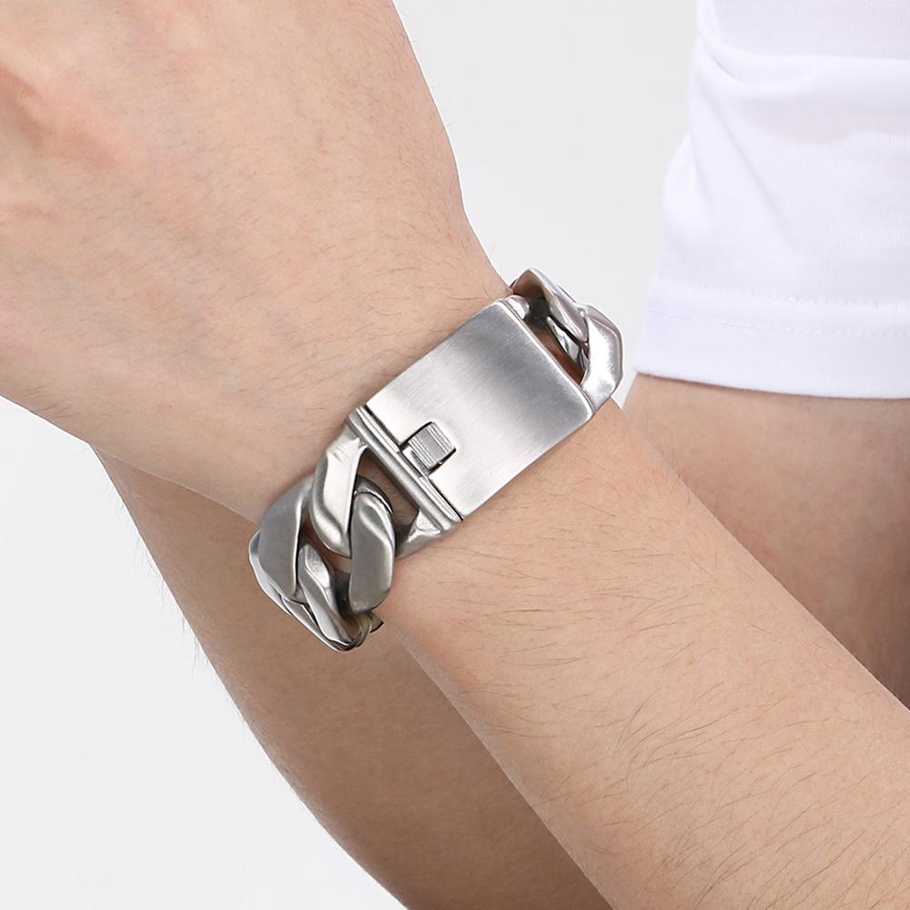 22/60CM 24MM Cuban Chain Bracelet Necklace For Men Hip-Hop Cool Black Gold Color Stainless Steel Necklaces Jewellery Accessories