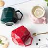 Nordic Personalized Ceramic Mug Diamond Shape Geometric Coffee Cup with Handle Breakfast Oatmeal Milk Cups Home Office Drinkware