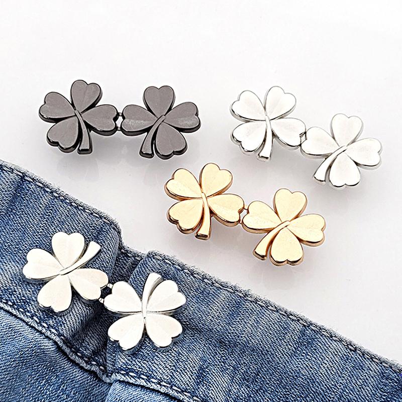 1/10Pair Required Button Adjust Waistline No Sewing Clothing Accessory Four Leaf DIY Adjustable Tightener Waist Buckle No Staple