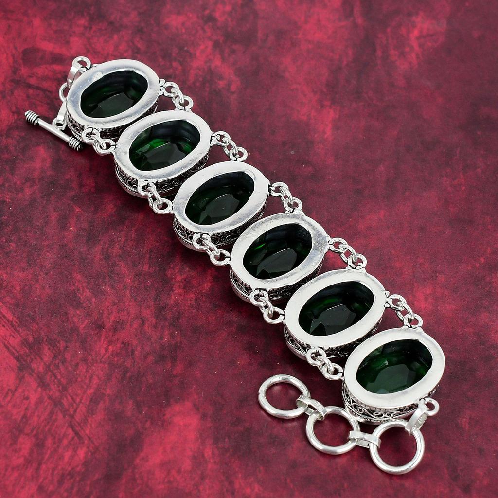 Ювелирные изделия из хромдиопсида, ювелирные изделия ручной работы из стерлингового серебра 925 пробы, уникальный комплект ювелирных изделий для женщин с браслетом и ожерельем
