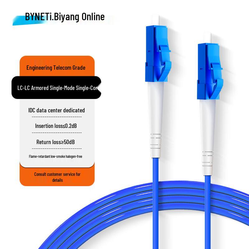 BYNET Telecom-Grade Armored Single-Mode Single-Core Fiber Optic Patch Cable