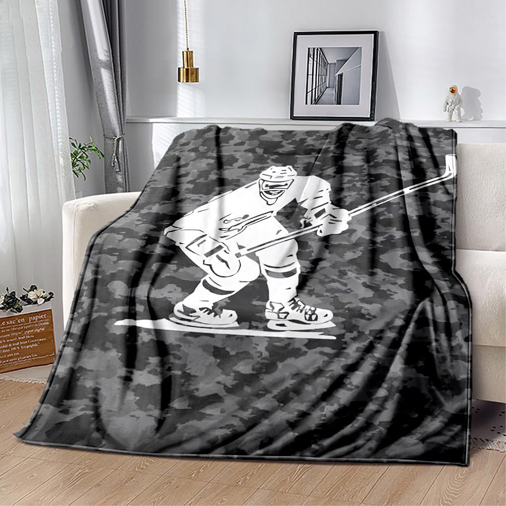 Hockey Equipment On Wooden Floor Blankets are suitable for living rooms, bedrooms, camping, and other places, making them an ideal choice for gifts.