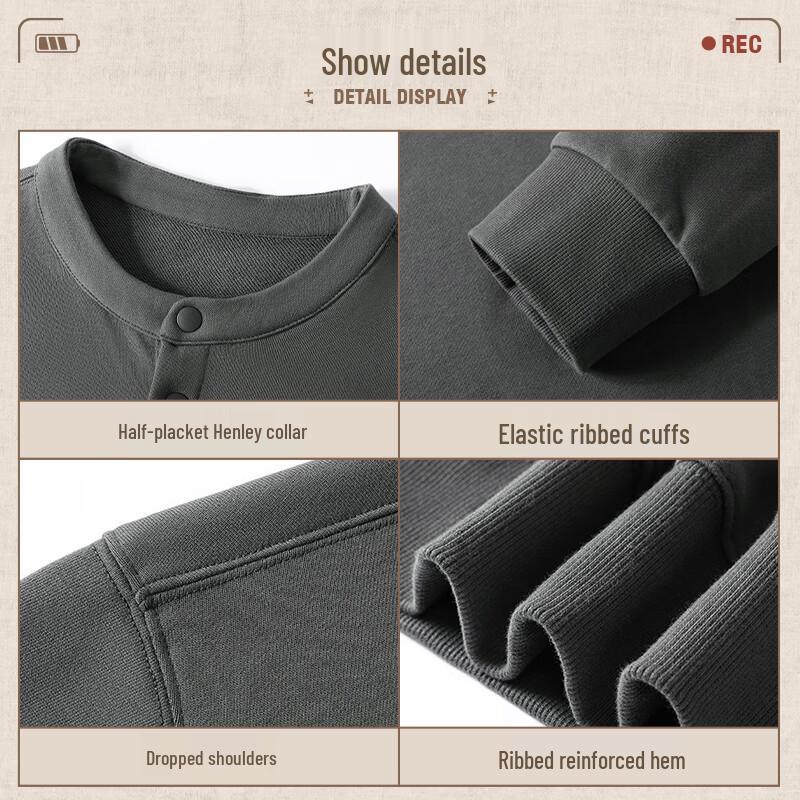 Jeep Мужской свитшот с длинным рукавом и воротником хенли