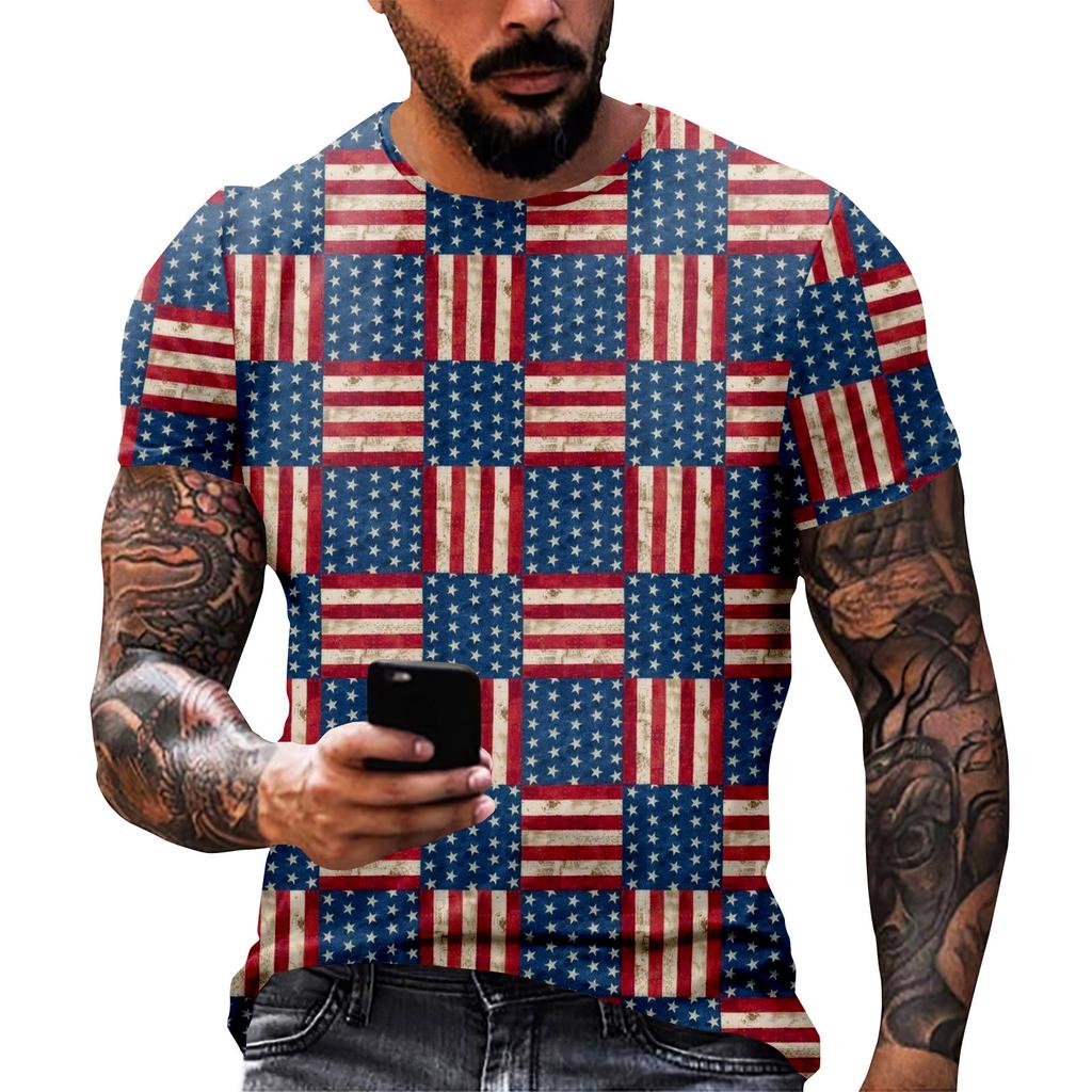 Принт «День независимости» — мужская повседневная футболка с круглым вырезом и короткими рукавами