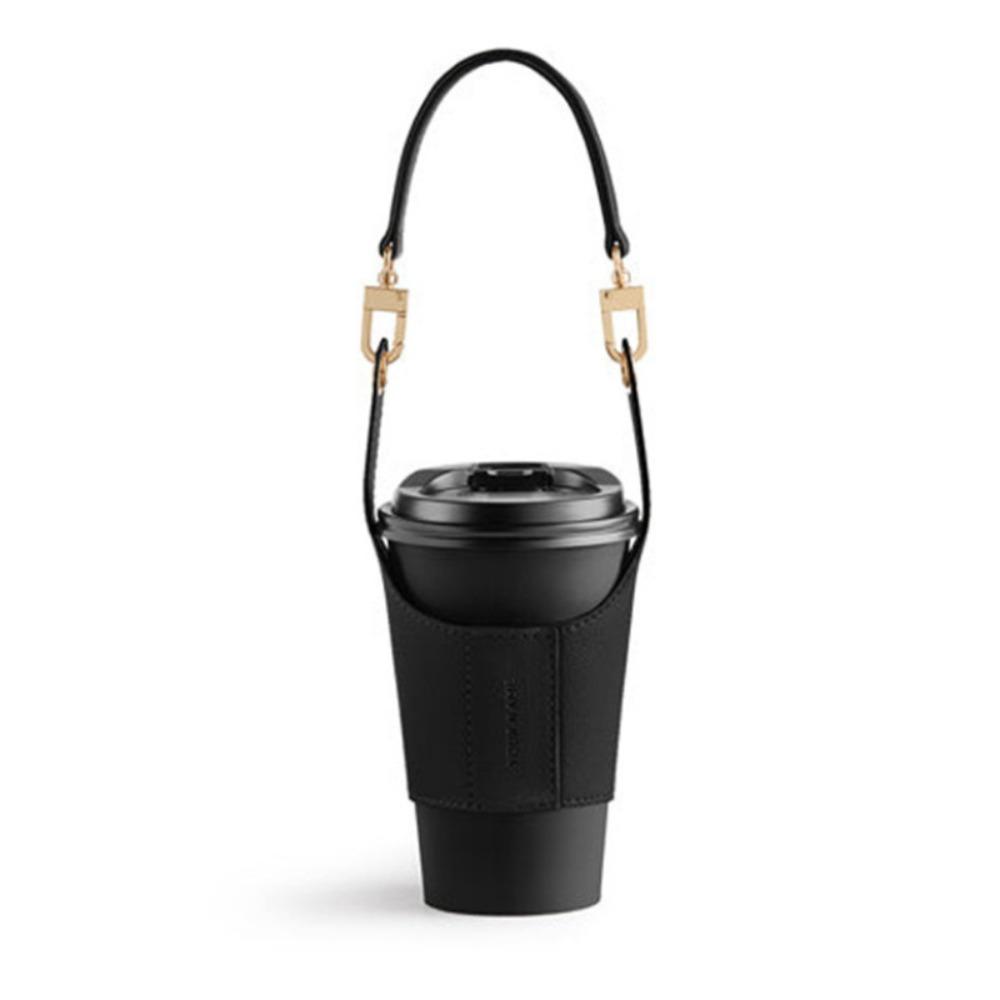 Black Water Cup Bag PU Handle Cup Bag Portable Cup Protective Cover Travel