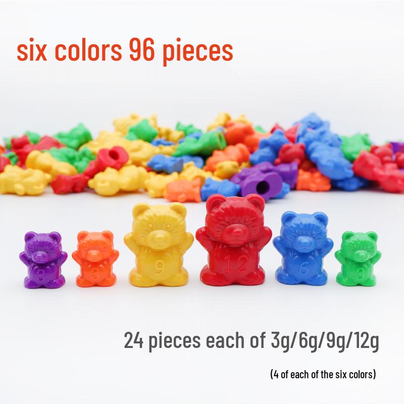 Маленький медвежонок Монтессори математическая игрушка: Радужный сортер и счетный материал