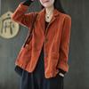 Lightweight Women's Corduroy Lapel Coat Short Coat Spring Autumn Solid Color Vintage Casual Long Sleeve Jacket Top Collar Corduroy