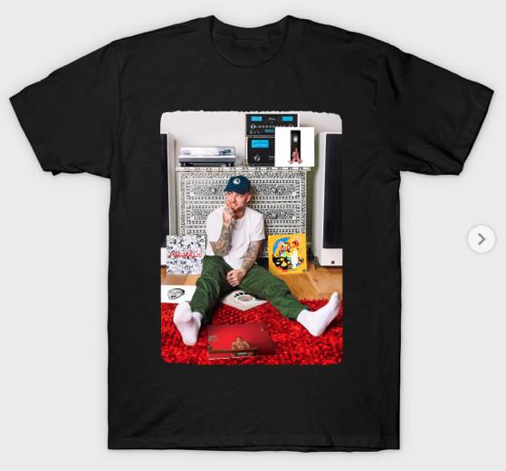 Mac MillerКороткий рукавМужская Женская Унисекс S-3XL Черная Фан-арт Унисекс Футболка