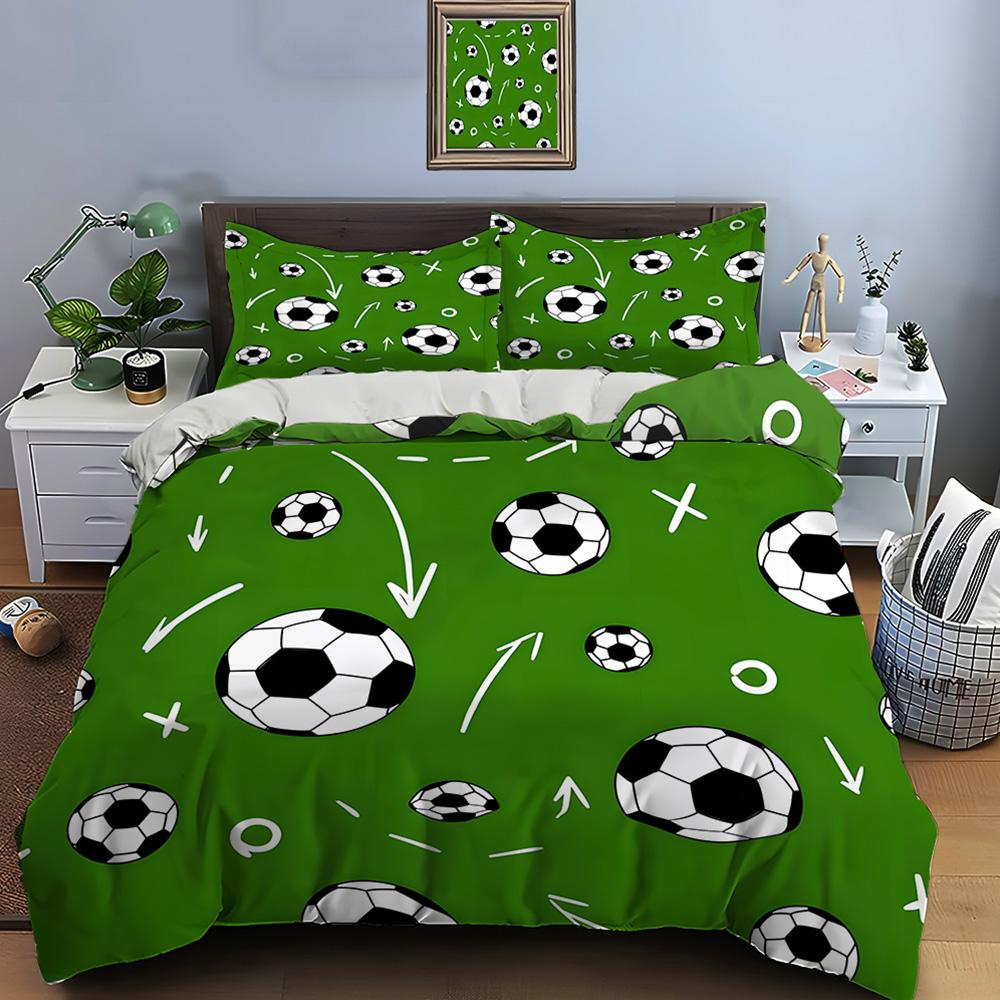 Football attacking theme pattern Bedding Set for Kids Luxury Gift 3pcs Digital Print Comforter Set Soft Comfortable Breathable