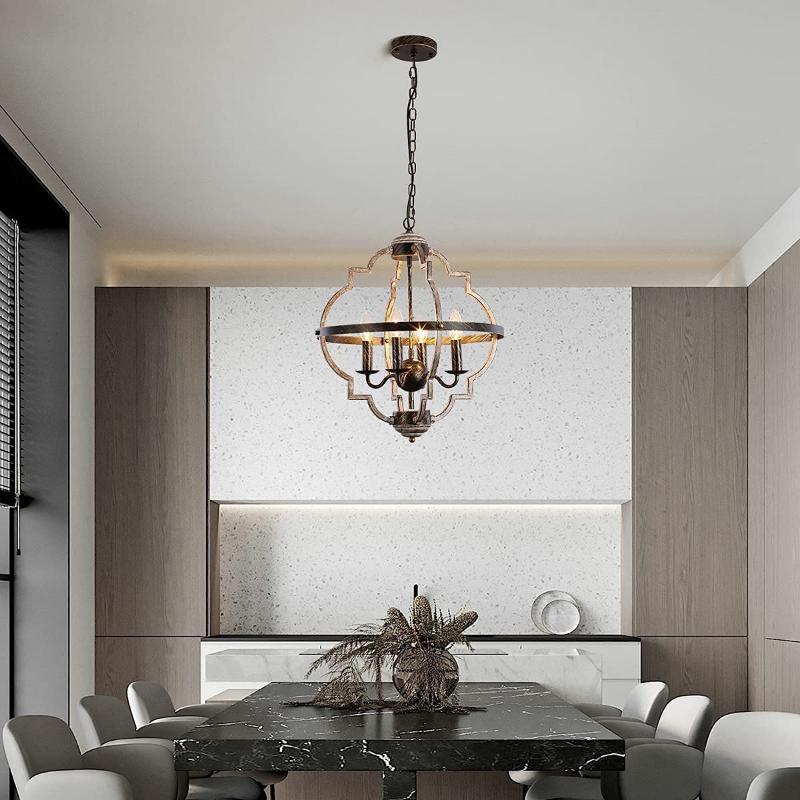 Металлическая люстра, освещение, потолочный светильник из состаренного дерева, кухонный прихожая, фойе