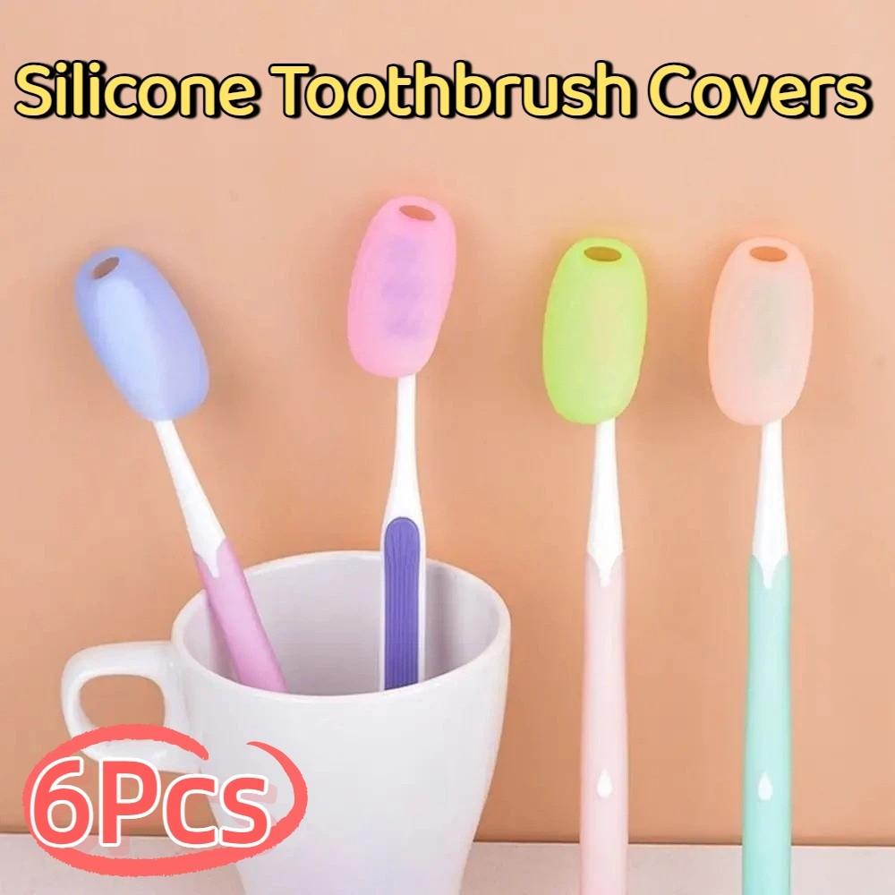6Pcs Waterproof Silicone Toothbrush Covers Breathable Toothbrush Head Cover  Hiking