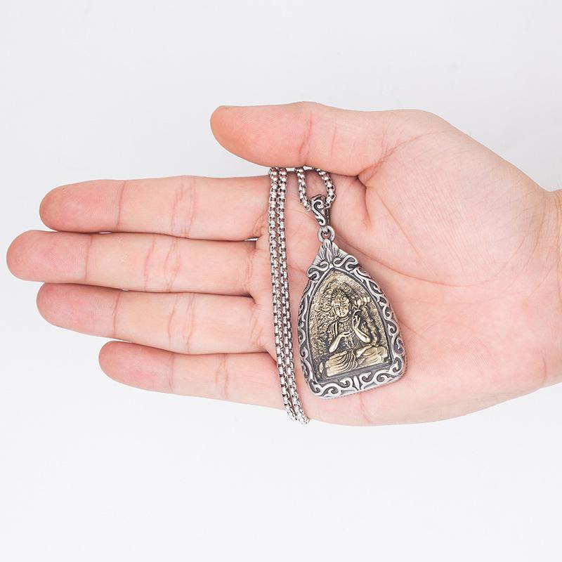 Stainless Steel Zodiac Necklace with Eight Guardian Deities