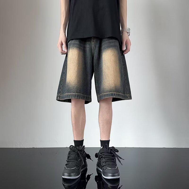 Мужские летние ретро-шорты из денима для работы - свободный крой, повседневная уличная мода