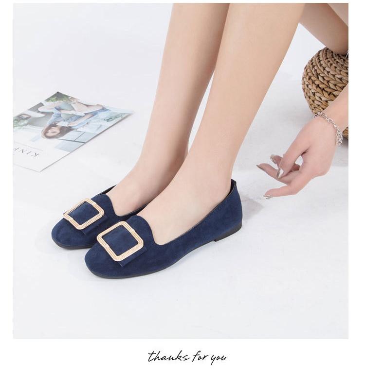 Women's Large Size Beef Tendon Sole Square Toe Shallow Fashion Suede Shoes