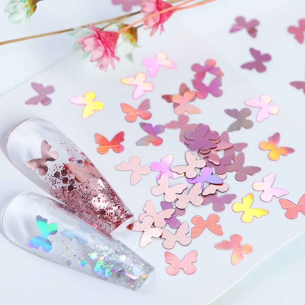 12Grids 3D Butterfly Shape Sequin Nail Art Glitter Flakes Mixed Mini Paillette Sparkly DIY Nail Art Decortion Nails Accessories