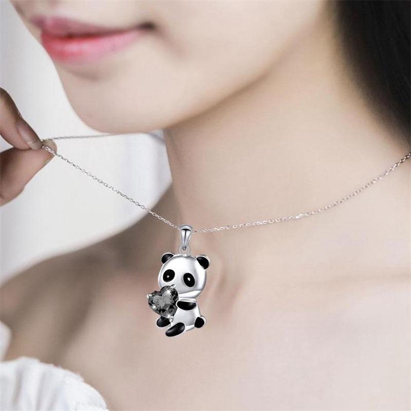 Ожерелье с медведем, модное ожерелье с пандой, кулон, ожерелье, колье, воротник, ювелирное изделие, подарок, сердце, круглая форма, циркон, женская подвеска-цепочка