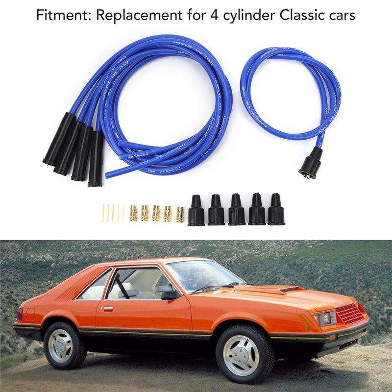 Spark Plug Wire 1 Meter Length 8Mm Ignition Wire Set For 4 Cylinder Classic Car Vehicles