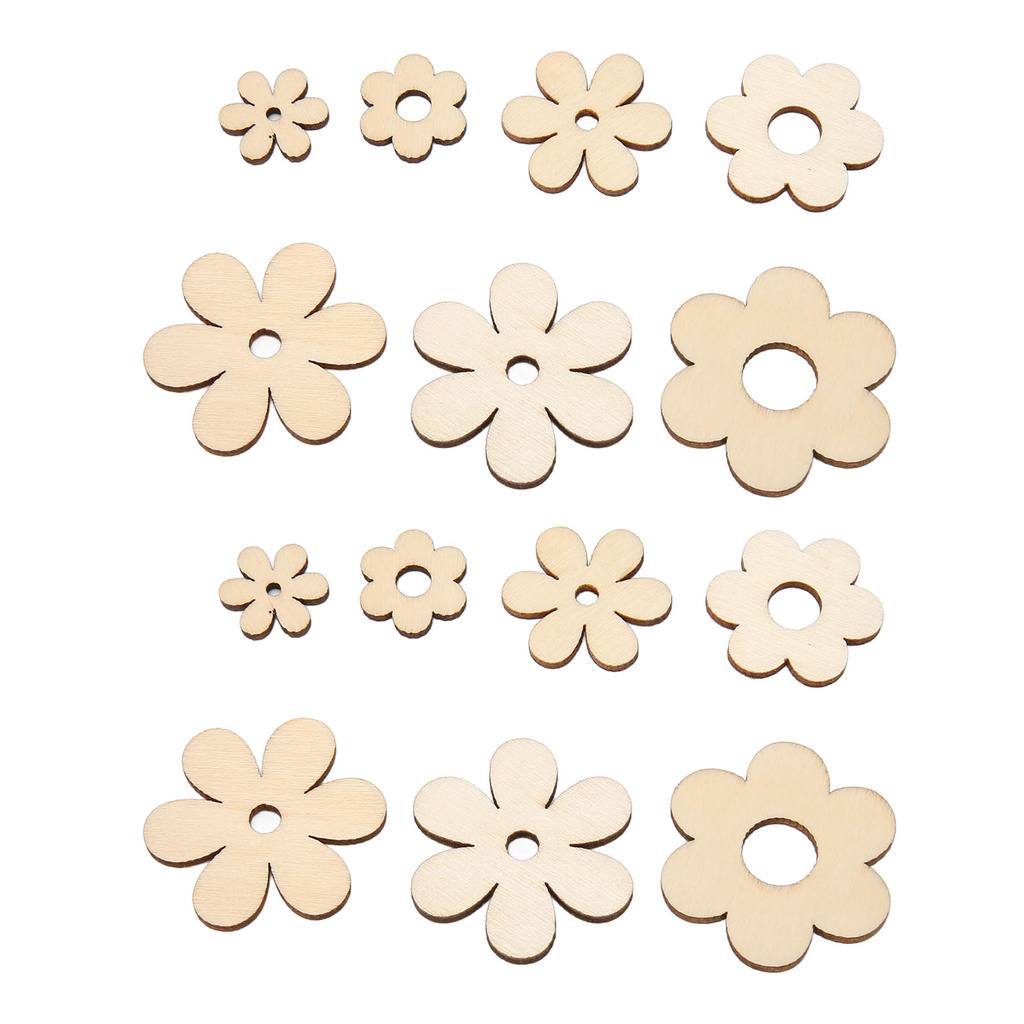 300pcs Plum Unfinished Wooden Cutouts Handcraft Grinding Flowers Chip for DIY Decorative Pendant