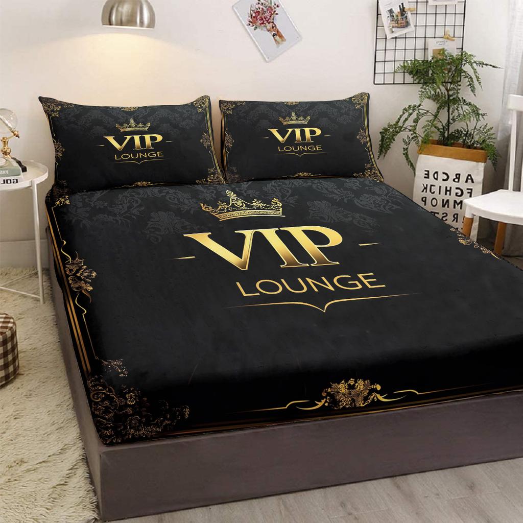 Комплект постельного белья Crown Vip Pattern из 3 предметов с двумя наволочками, подходит для гостиной и спальни (Комната, Декор)