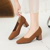 Туфли Женские Высокие Каблуки Удобные Квадратные Вязаные Дышащие Удобные Женские Туфли-балетки (5 см Высотой) Новая коллекция 2025 года