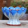 Medium Handmade Ceramic Footed Planter: Breathable, Colored Glaze for Succulents & Green Plants