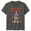 Puppy Christmas Lights Holidays Unisexs Unisexs Graphic Tee Reindeer Antlers Shirt